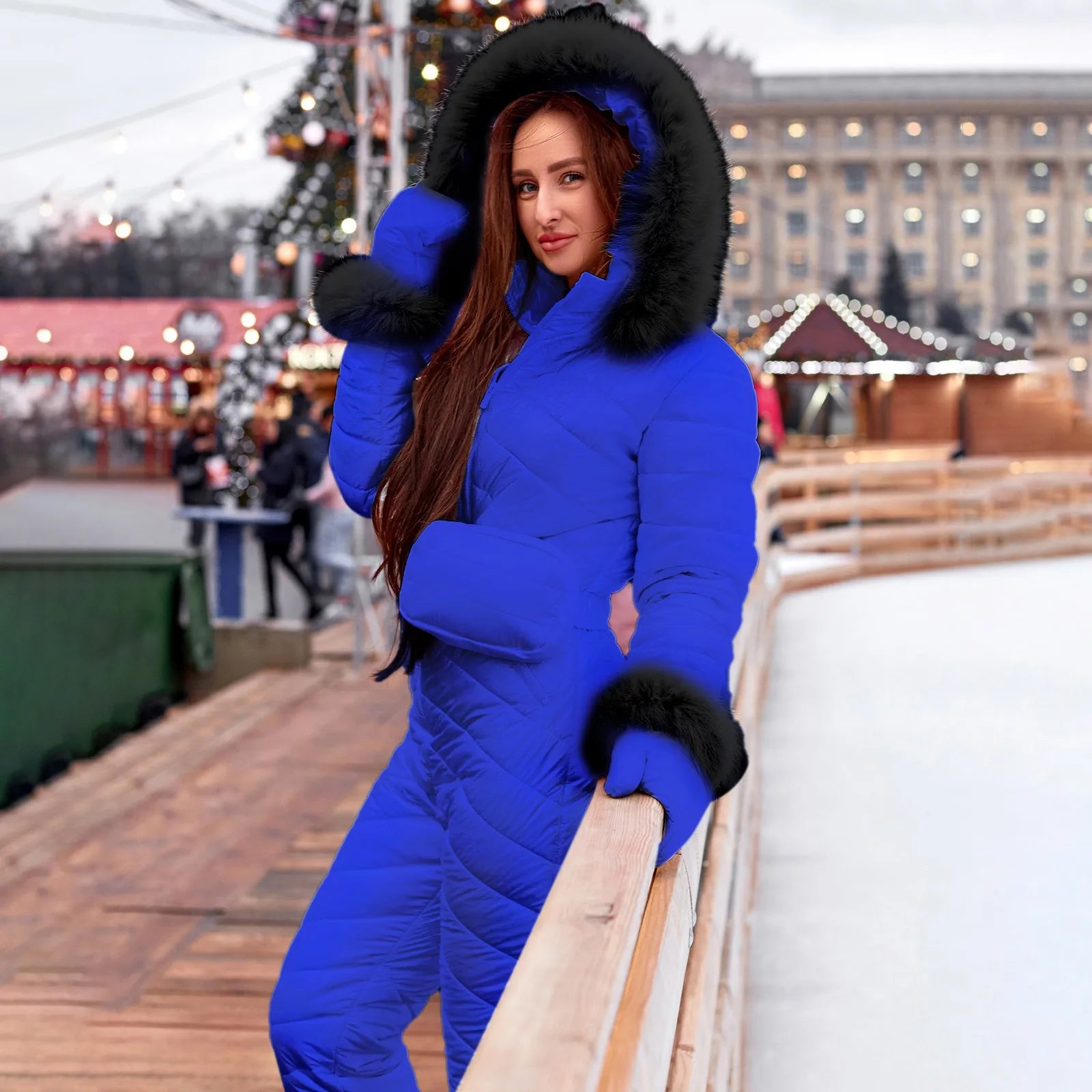 Ski Suit Women Fashion Sport Snowboard Plush down jacket