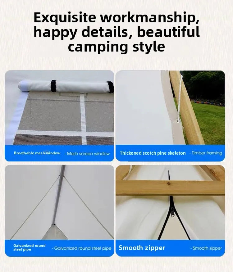 Outdoor Camping One Bedroom Use Waterproof Rainproof Canvas Dining Scenic Areas