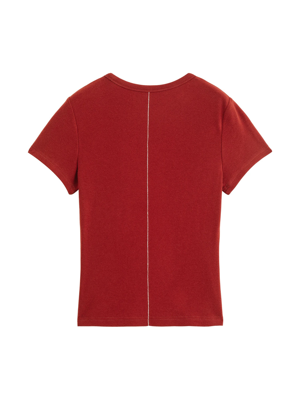 Elastic Solid Basics Short-sleeved Slim-fit Knit T-shirt for Women New Summer 2026 Design Red
