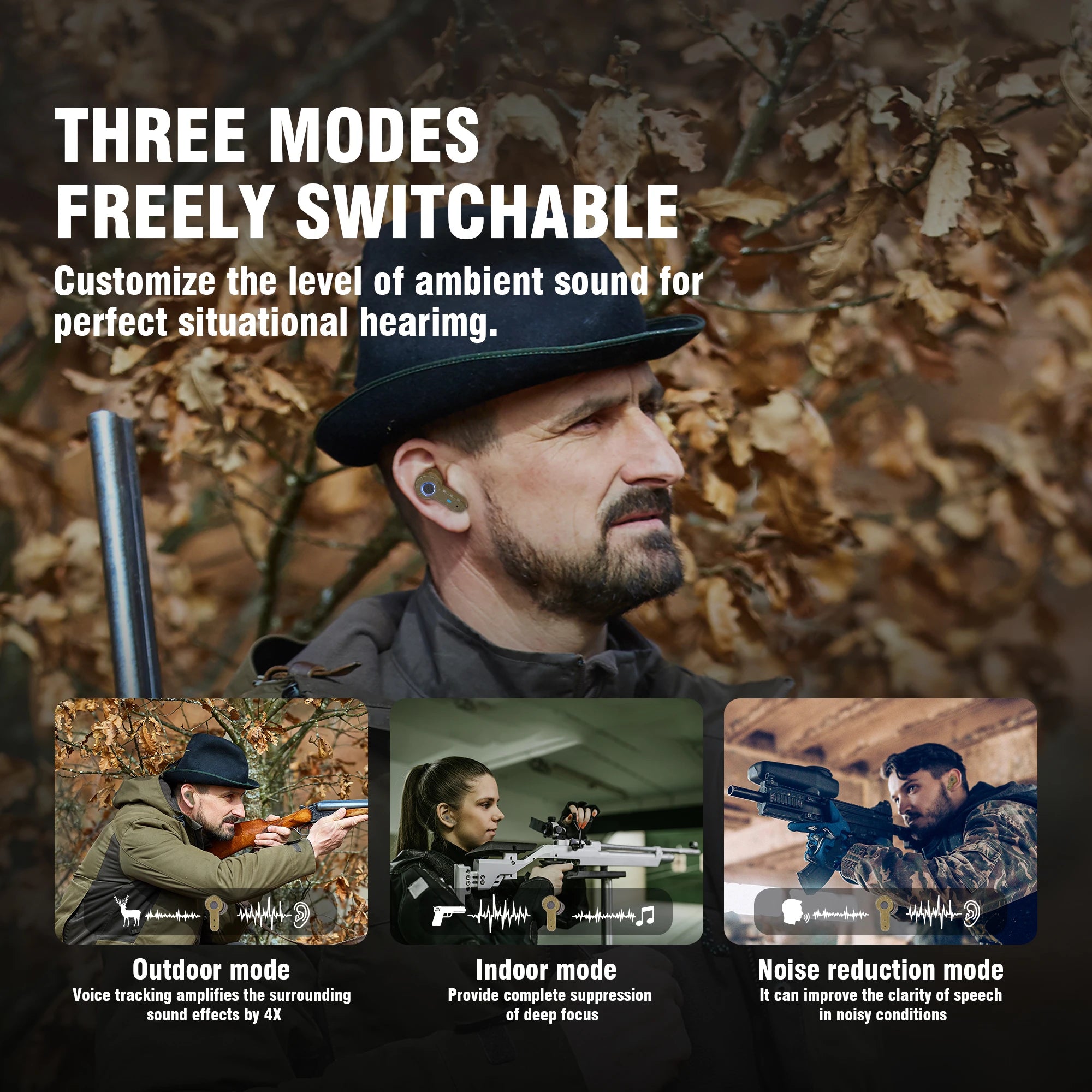 Tactical headset anti-noise earplugs noise-cancelling for shooting hearing protection