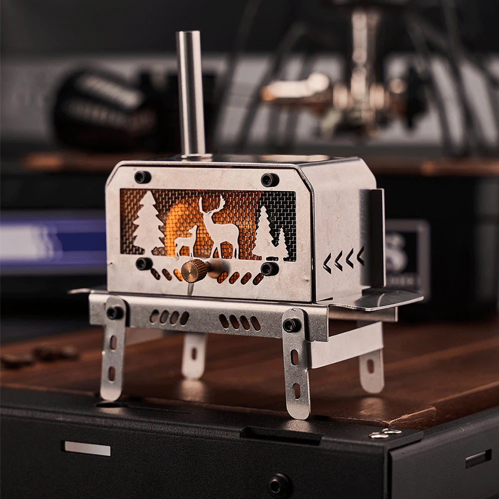 Mini Tent Stove with Chimney Outdoor Firewood Stove  Cooking BBQ