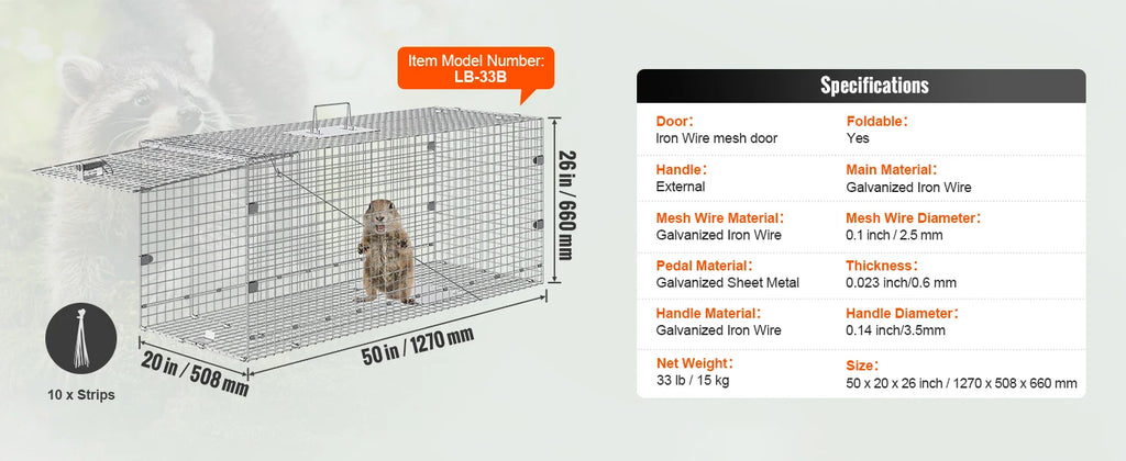 Trap Humane Cat Rodent Control Folding with Handle for Rabbits