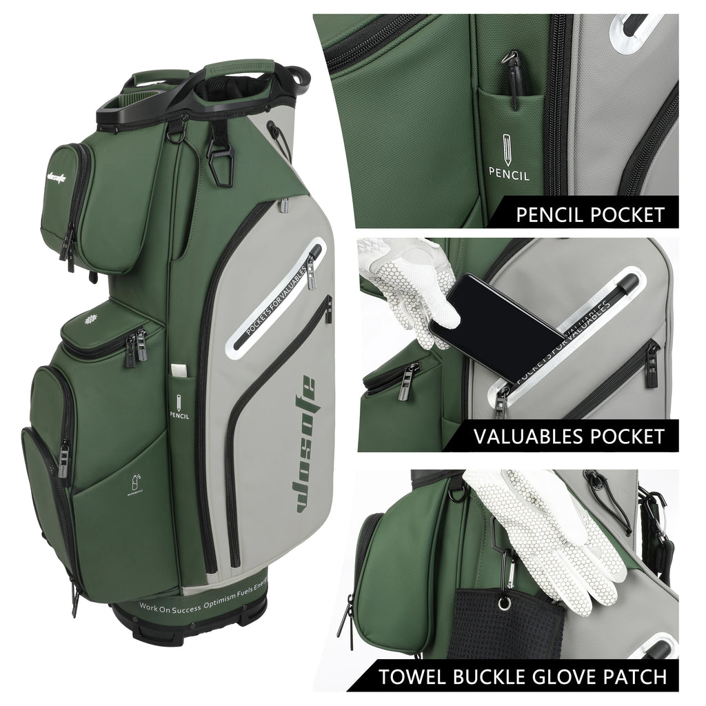 PU Leather Lightweight Men Women Blue White Black Green Golf Bag,Multiple 10 Pockets