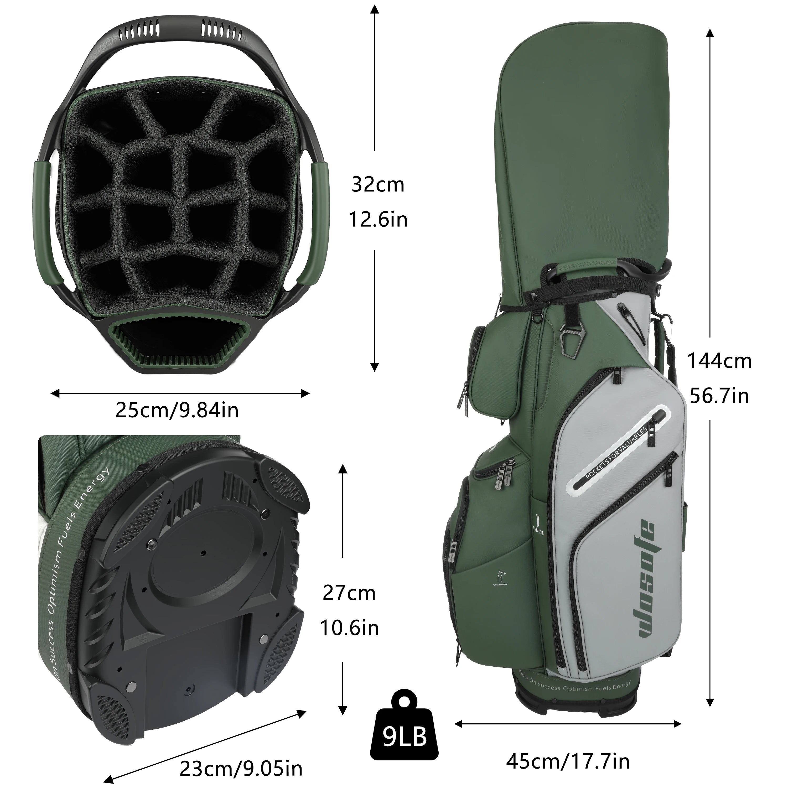 PU Leather Lightweight Men Women Blue White Black Green Golf Bag,Multiple 10 Pockets
