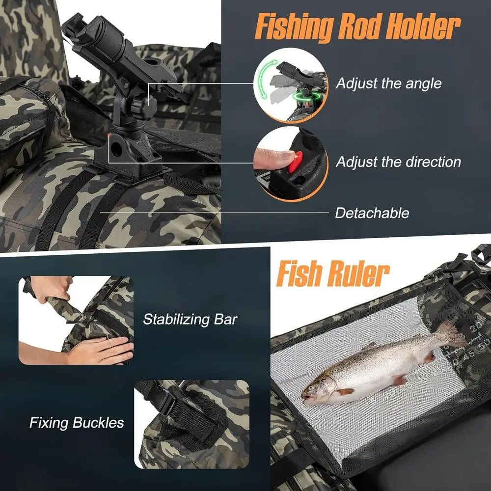 Inflatable Belly Boat with Fish Ruler,