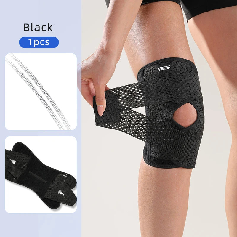 Small Size Breathable Elastic Lightweight Knee Support with Spring Stays for Basketball Running Women Men