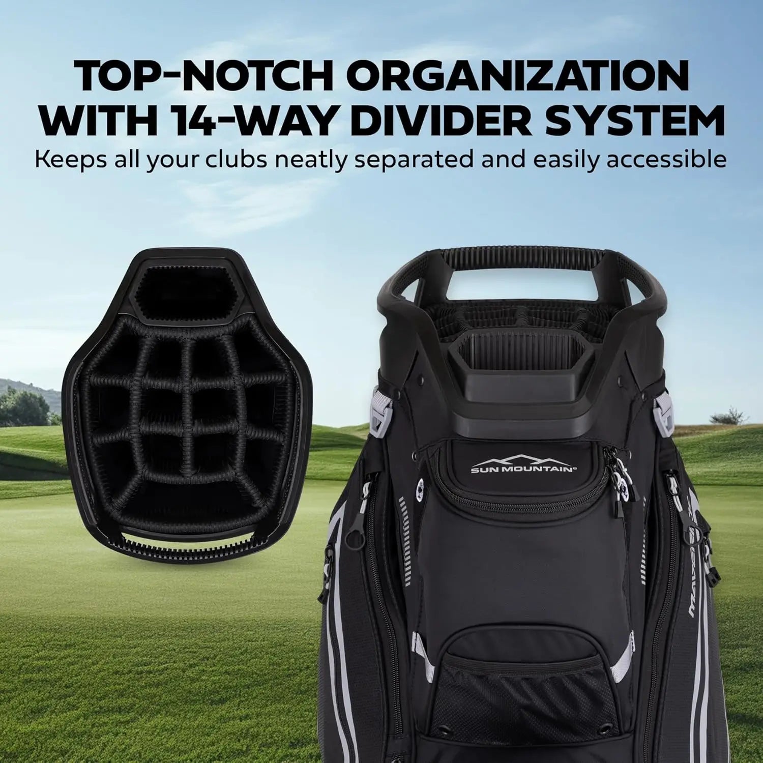 Lightweight 14-Way Divider Golf Bag with Pockets, Ergonomic Straps for Men and Women