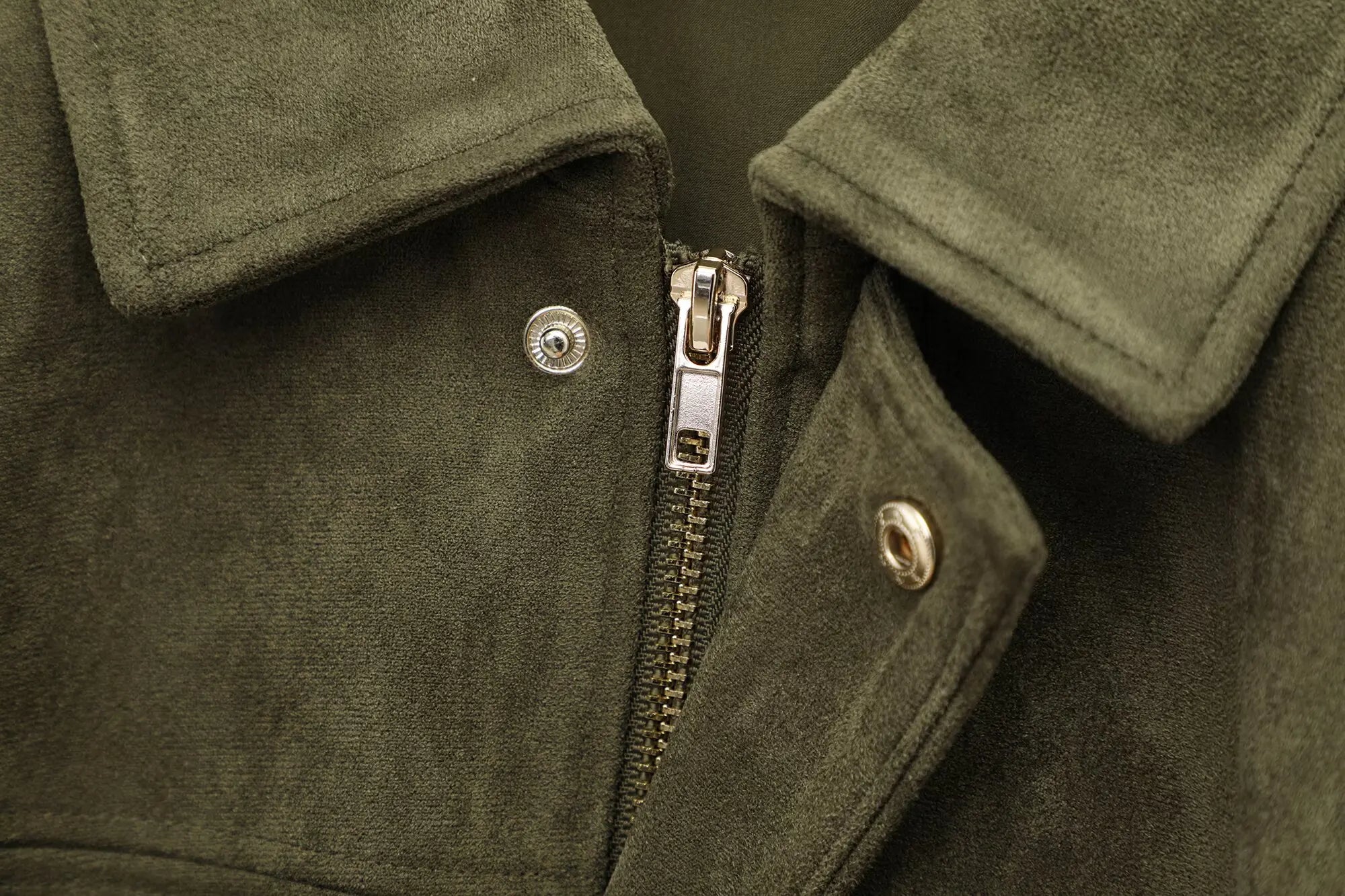 Women Brown Green Suede Jacket Loose Casual Bomber Coat Lapel Zipper Long Sleeve Jackets Vintage Lady Motorcycle Outwears