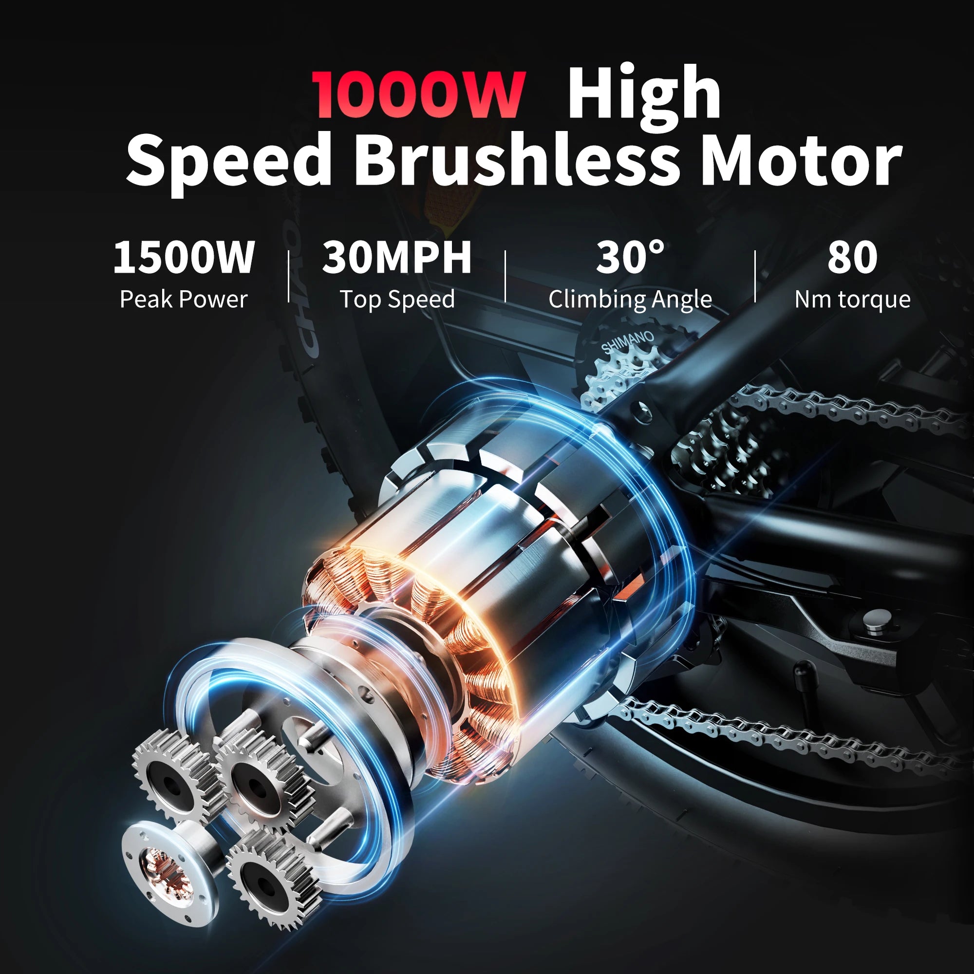 Adults Electric Bike 1000W Motor Bicycle 48V 20AH 20“ Tire