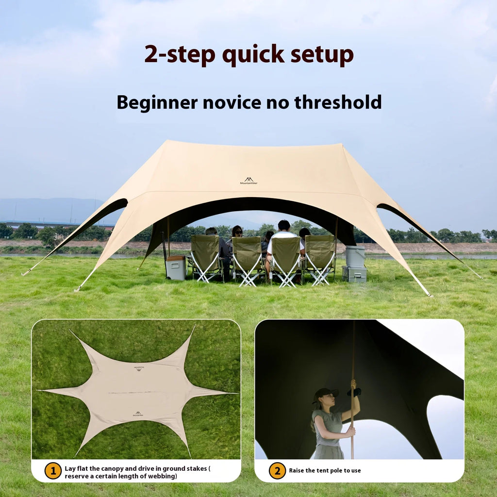 Outdoor sunshade umbrella. Suitable for outdoor recreational activities, camping, and patios.