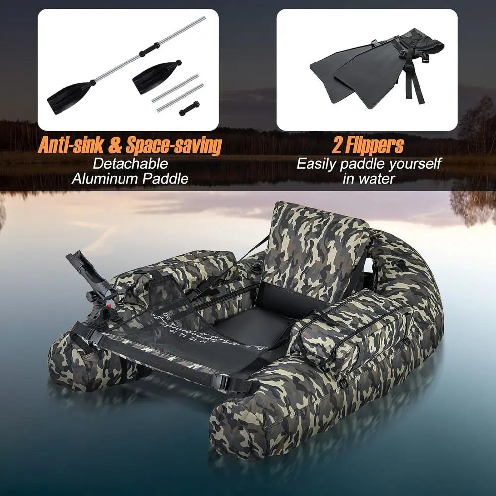 Inflatable Belly Boat with Fish Ruler,