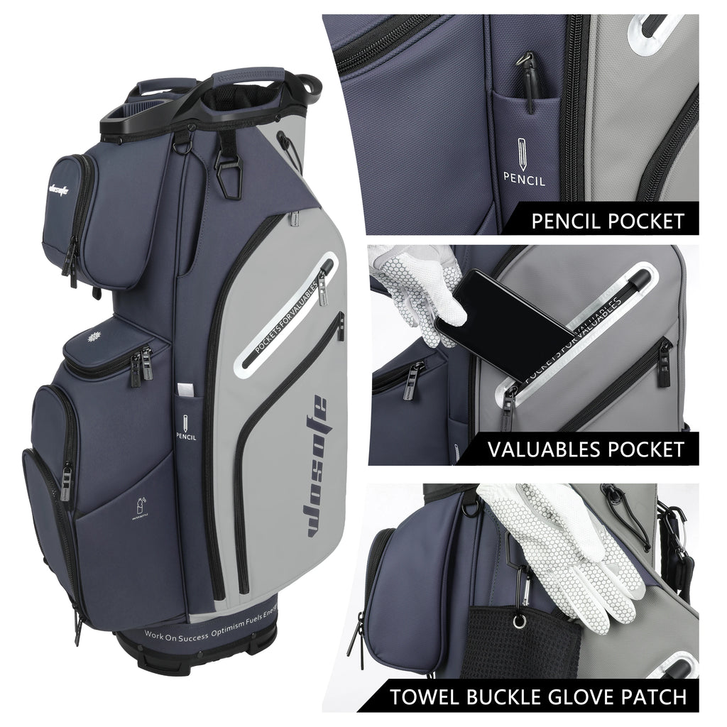 PU Leather Lightweight Men Women Blue White Black Green Golf Bag,Multiple 10 Pockets