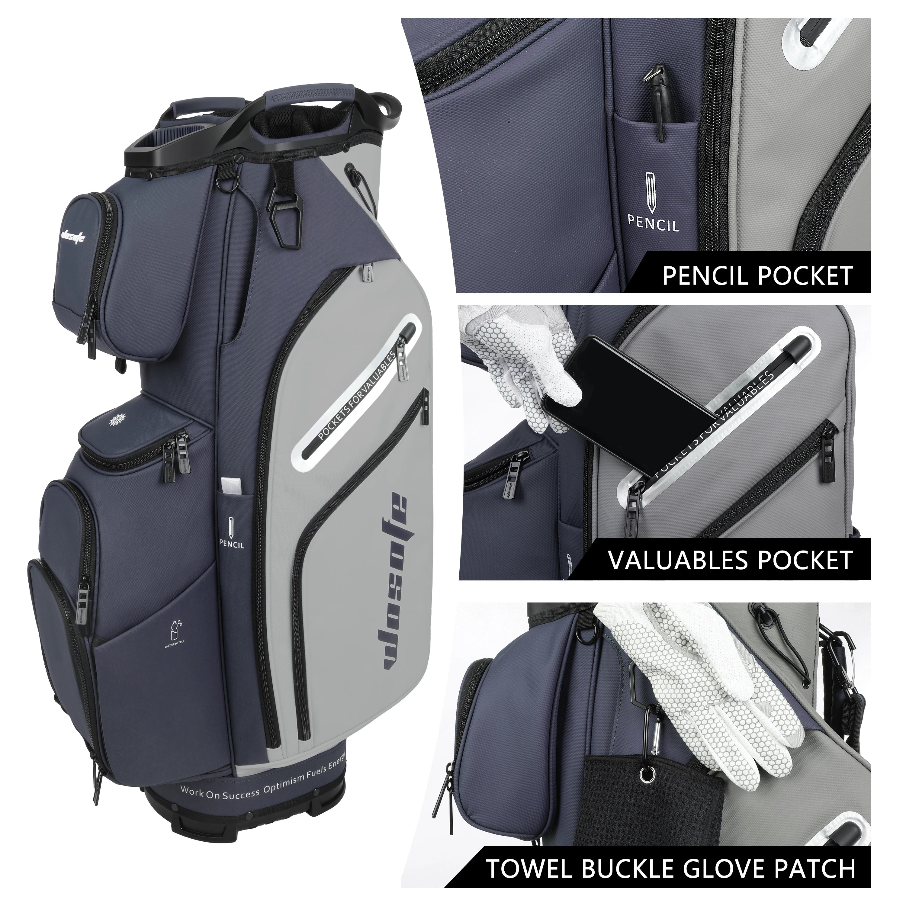 PU Leather Lightweight Men Women Blue White Black Green Golf Bag,Multiple 10 Pockets
