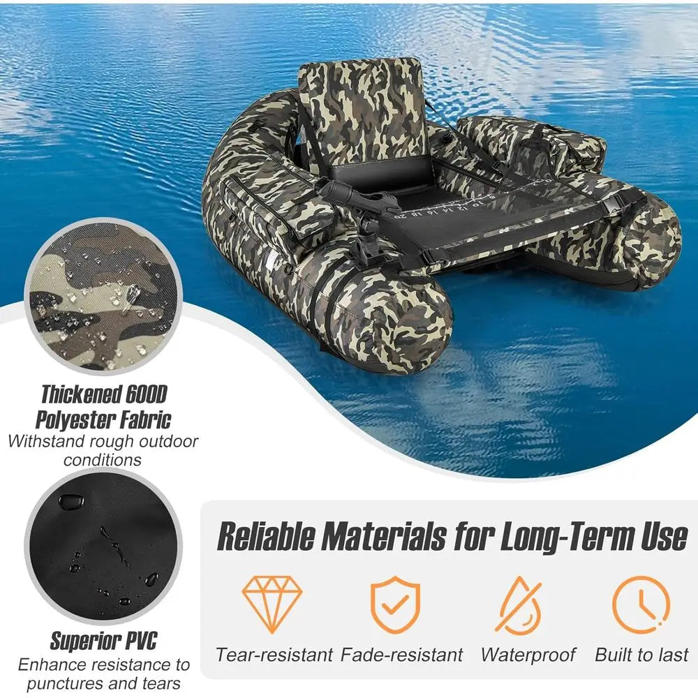 Inflatable Belly Boat with Fish Ruler,