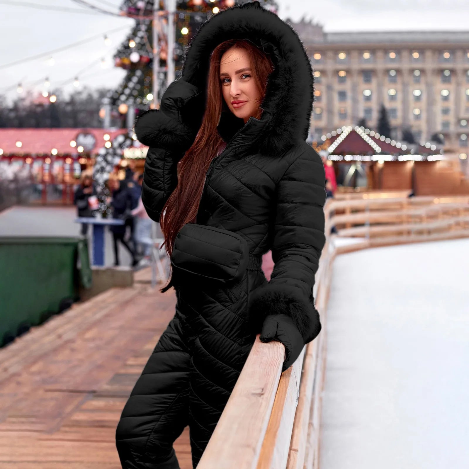 Ski Suit Women Fashion Sport Snowboard Plush down jacket