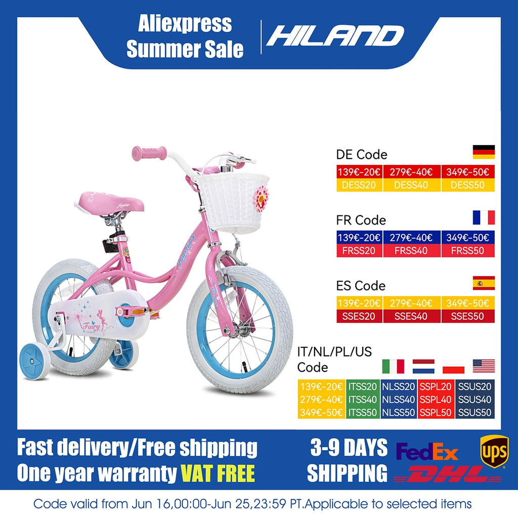 Fairy Girls Bike for 2-9 Years Old