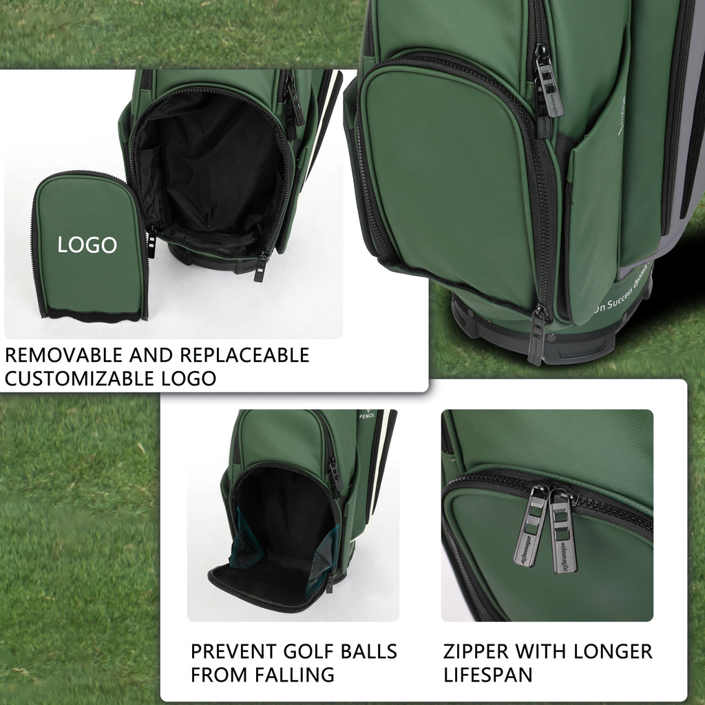 PU Leather Lightweight Men Women Blue White Black Green Golf Bag,Multiple 10 Pockets
