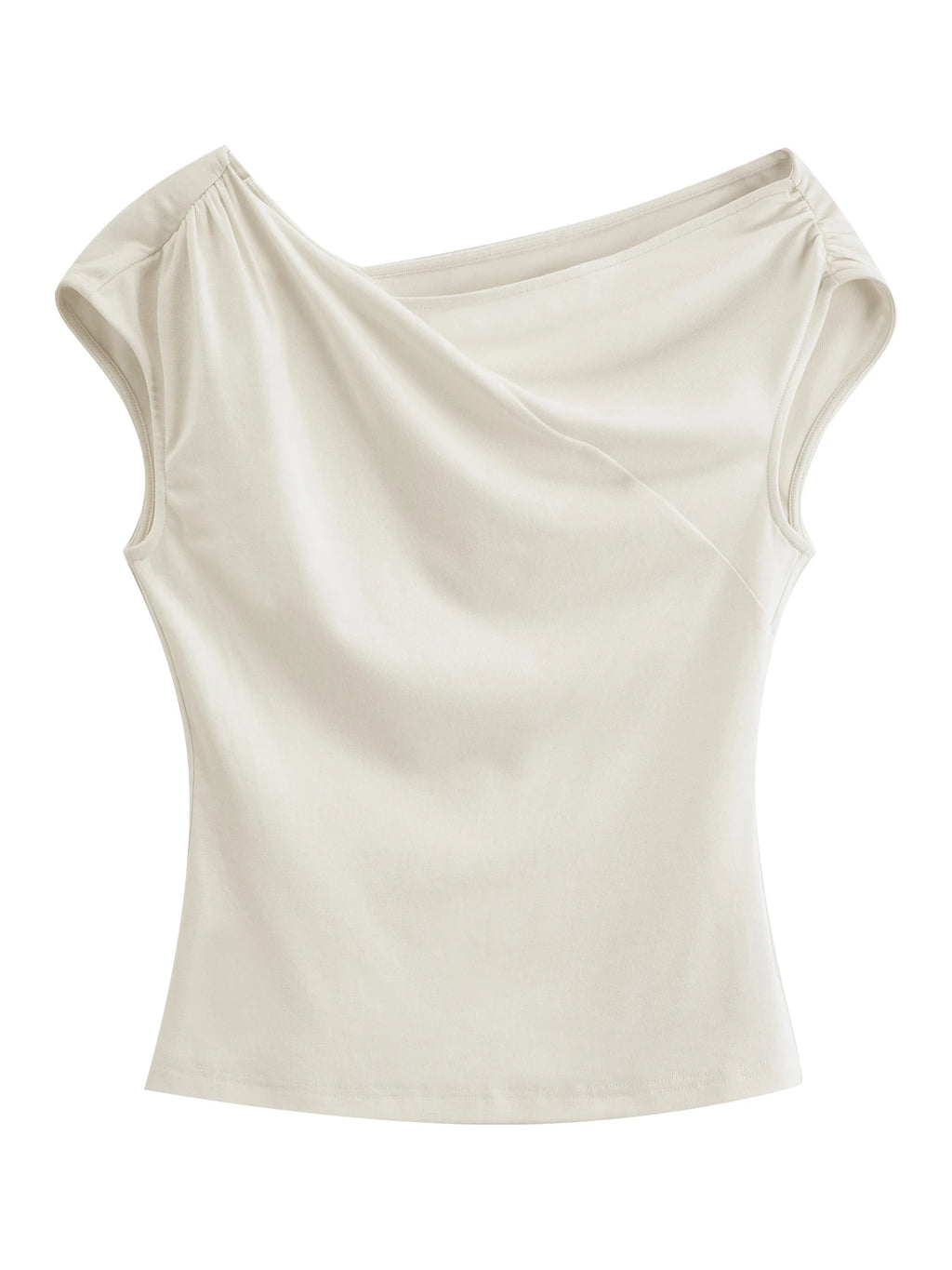 Elastic Antibacterial Stylish Off-Shoulder Cross-Neckline Women's Fitted T-Shirt