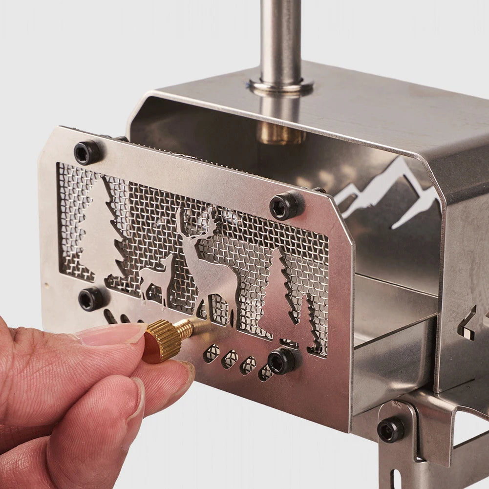 Mini Tent Stove with Chimney Outdoor Firewood Stove  Cooking BBQ