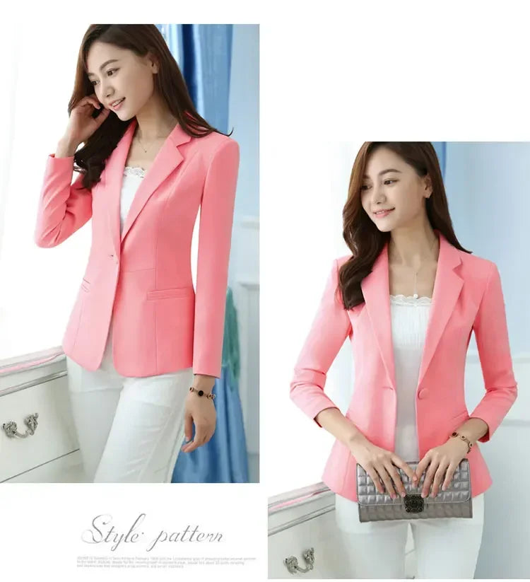 Blazer Office Ladies Elegant Outwear Long Sleeve Work Wear Classy Female Pink Suit African Autumn Fashion 2024 New 5XL