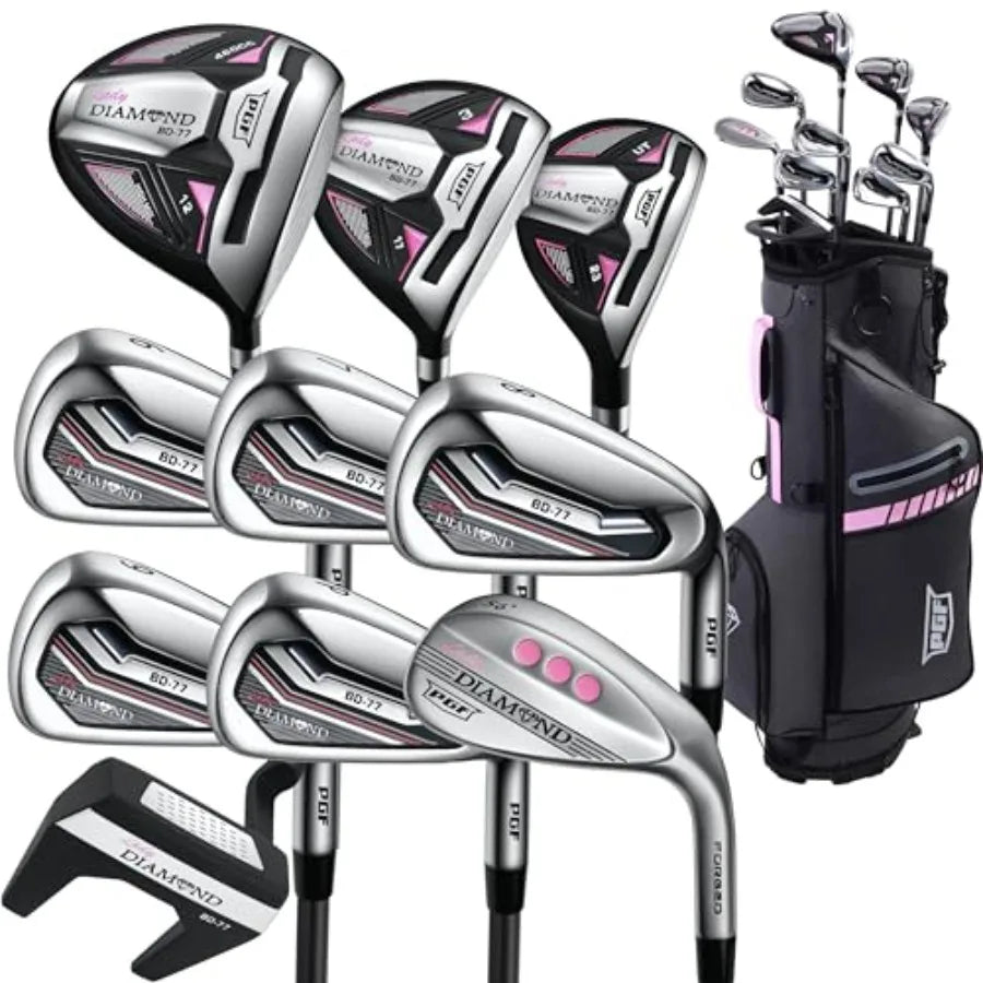 Complete Golf Club Package Set for Men Women 14-Pieces Regular Flex Steel Black Irons with Graphite Shafts