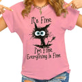 Women Clothes Cat It's Fine I'm Fine Everything Is Fine Print T-shirts Summer Casual