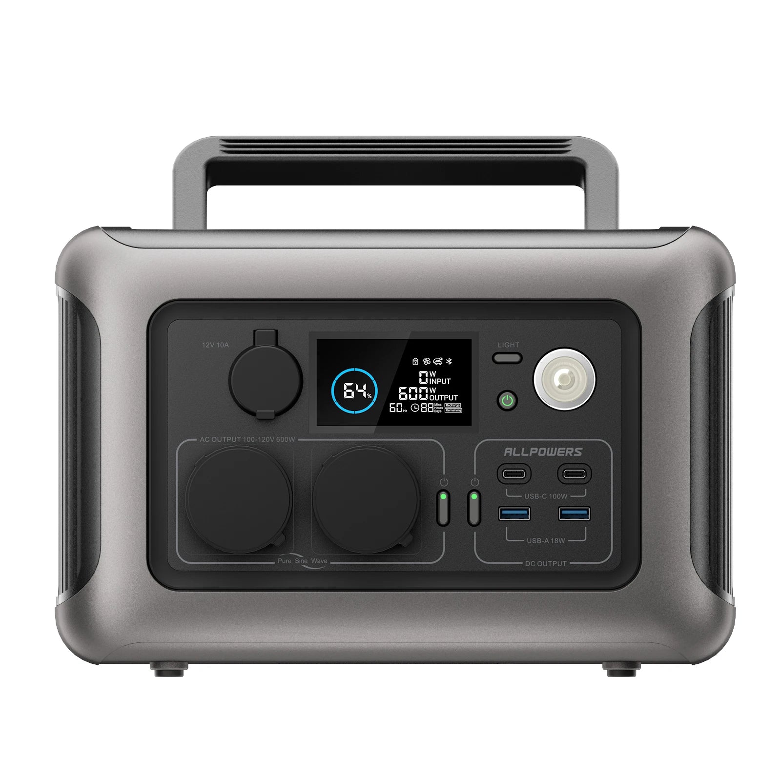 Portable Power Station R600, (1200W Surge) AC Outlets for Outdoor Camping RV Home