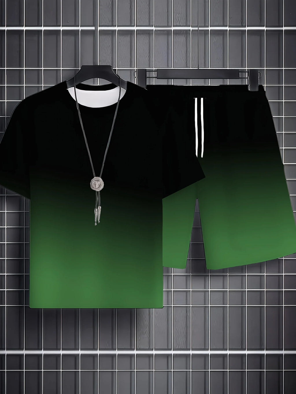 Summer Men's Chicago-Themed Relaxed Set Size 32 Printed T-Shirt and Plus Size Two-Piece Set