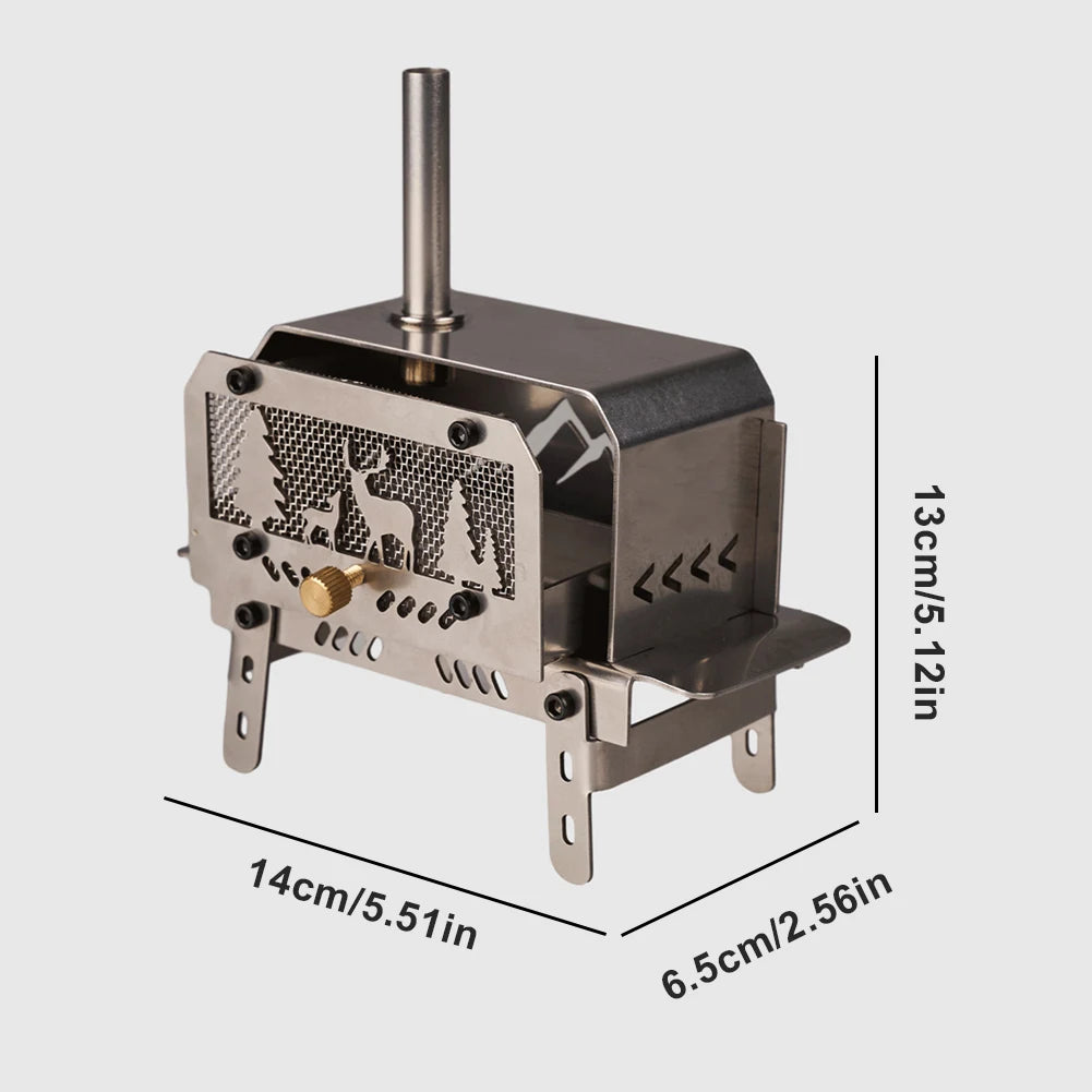 Mini Tent Stove with Chimney Outdoor Firewood Stove  Cooking BBQ