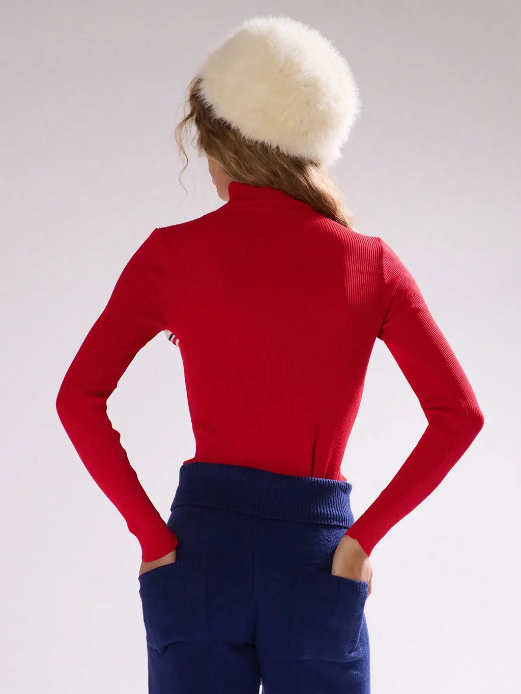 Red High Neck 'Alpine Ski Club' Knit Jumper
