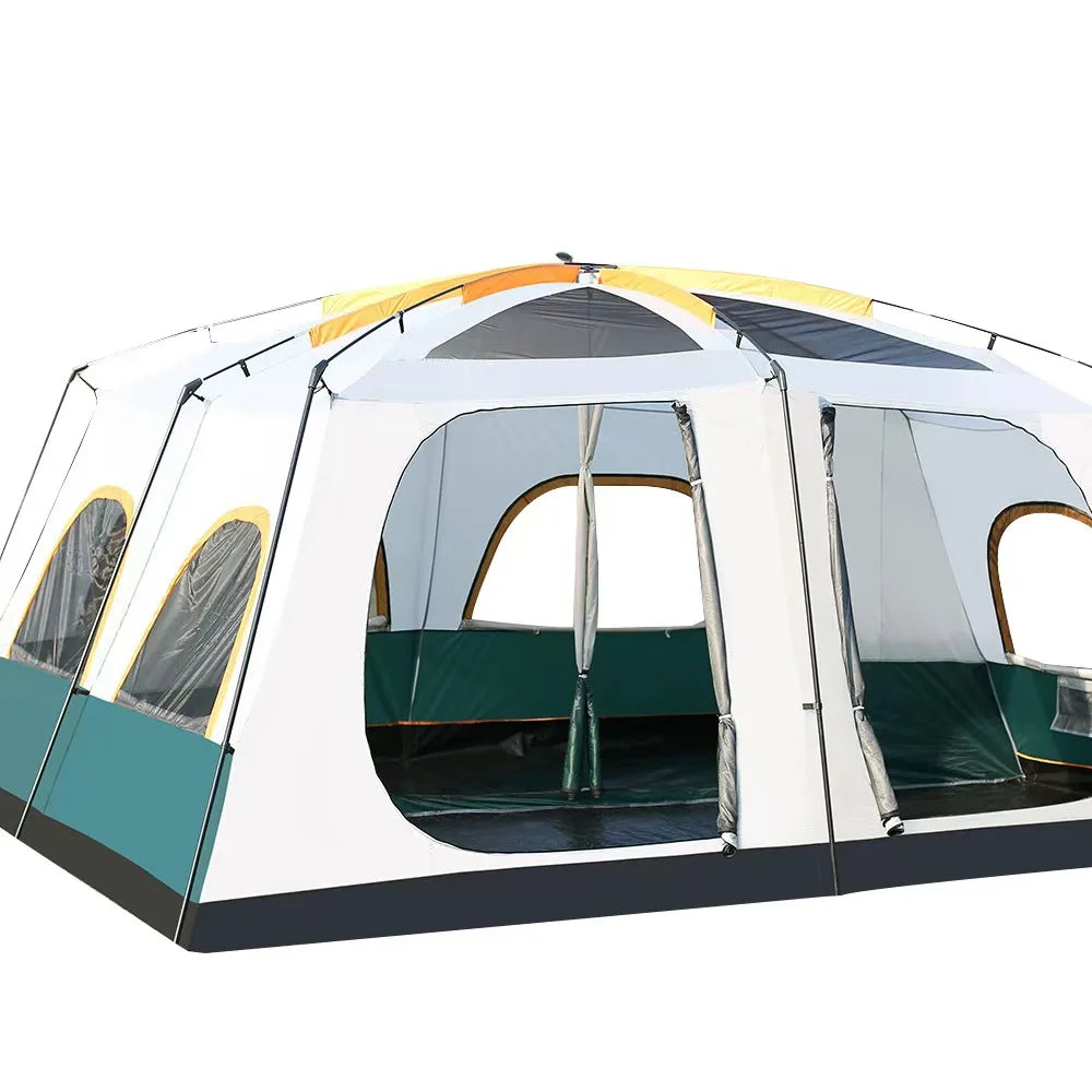New Outdoor 8-12 People Double Rain And Sun Protection Two Rooms Tent
