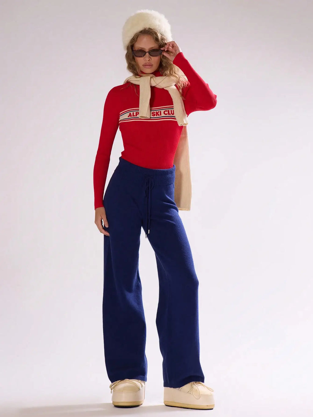 Red High Neck 'Alpine Ski Club' Knit Jumper