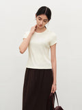 Elastic Solid Basics Short-sleeved Slim-fit Knit T-shirt for Women New Summer 2026 Design Red