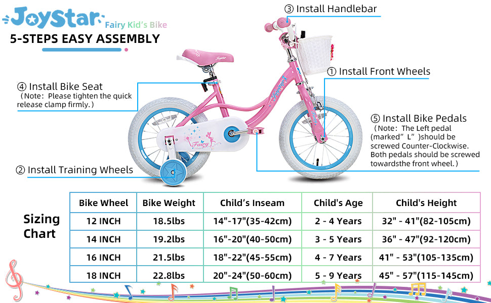 Fairy Girls Bike for 2-9 Years Old