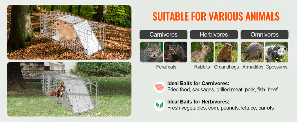 Trap Humane Cat Rodent Control Folding with Handle for Rabbits