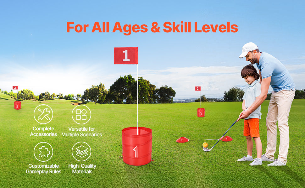 SucceBuy 3/6/9 Hole Kids Backyard Golf Games for Family Outdoor Sports Toys